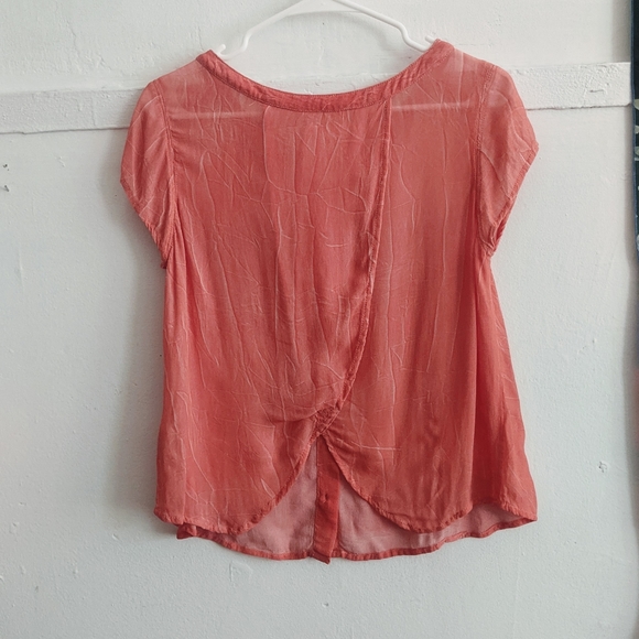 Free People Crinkle Split Back Blouse Tee - Picture 11 of 14